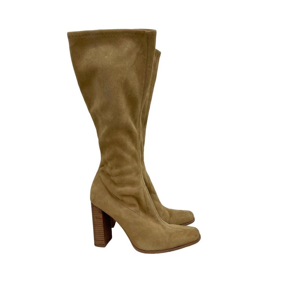 VTG Candies Y2K Knee High Faux Suede Side Zip Heeled Gogo Boots Shoes Womens 8 M